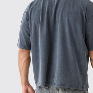 Camiseta de algodón 100% de gran tamaño para hombre, ropa de calle de manga corta holgada de peso pesado con logotipo personalizado, estampado de tela de estambre - Product Image 6