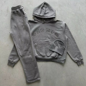 Conjunto de Sudadera con Capucha y Pantalones Deportivos Holgados de 2 Piezas Personalizados, 100% Algodón de Rizo, Pantalones Deportivos Casuales de Invierno con Capucha para Hombre, Personalizables - Product Image 1