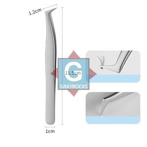 แหนบดัดขนตาสแตนเลสเกรดพรีเมียม Gray Rocks (รุ่น GE-3232-32) ปลายเรียบ สำหรับดูแลขนตาและจัดตำแหน่งขนตาอย่างแม่นยำ A+ - Product Image 4