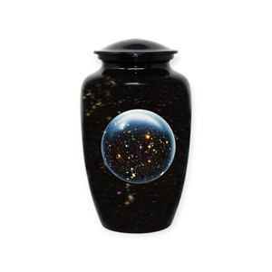 Urne funéraire noire avec motif loup et lune, symbole de force, de loyauté et d'esprit éternel - Product Image 3