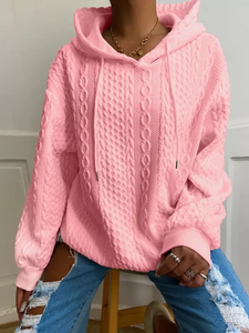 Vente en Gros Pull à Capuche pour Femmes en Tricot Surdimensionné Sweat à Col Ras du Cou Vintage avec Col à Capuche - Product Image 4