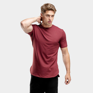 Ourlet incurvé col rond haute qualité hommes Muscle Slim Fit t-shirt manches logo personnalisé T-shirts vierges pour hommes 100% coton - Product Image 1