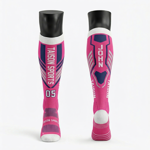 Chaussettes de netball pour hommes en mélange polyester-coton 180 GSM de qualité supérieure, design à panneaux marron et turquoise, respirantes, extensibles, jacquard, logo personnalisé - Product Image 3