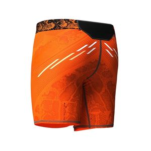 Pantalones cortos de MMA sublimados con diseño de impresión personalizado OEM y ODM, bañadores de entrenamiento ajustados de compresión de poliéster y licra, pantalones cortos de MMA con división alta - Product Image 2