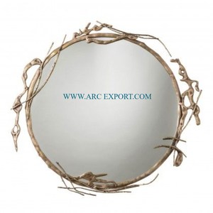 Miroir mural de luxe en métal de forme personnalisée Miroir mural de grande taille en forme de feuille florale - Product Image 4