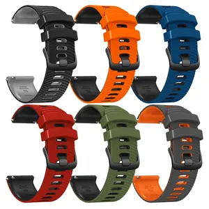 Eraysun-Bracelet de montre universel en silicone à rayures en forme d'arc, double couleur, 22mm