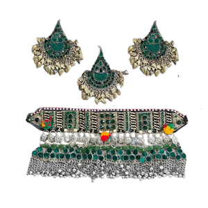 Mode féminine afghane Kuchi Tribal Vintage ensembles de bijoux léger respirant collier boucles d'oreilles pour les mariages dans un motif personnalisé - Product Image 1