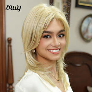 Kori-DWY Short Synthetic Wig Transparent Lace Front Free Part <b>Bleach</b> Blonde Color - Product Image 1
