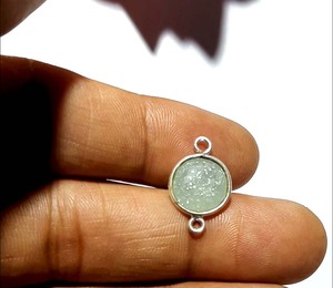 En gros 10mm Calcédoine Lunette Connecteur Double Boucle En Argent Sterling Fabrication De Bijoux Composant En Gros Ses Bijoux - Product Image 1