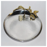 Plateau de service miroir en métal doré luxueux fait main, artisanat écologique pour Ramadan, mariage, décoration intérieure, rangement de parfums et bijoux