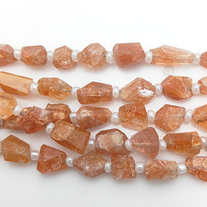 Perles de pierre de soleil naturelle de 10 à 12 mm, perles en forme de pépites facettées, brin de perles de pierre de soleil en vrac pour la fabrication de bijoux, 18 à 20 perles dans un brin de 8 pouces - Product Image 2