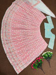 DESGASTE DE NOVIA PESADO BORDADO SECUENCIA TRABAJO LEHENGAS CHOLI CON DUPATTA - Product Image 5