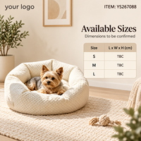 Coussin rond pour chien Yangyangpet en peluche texturée crème avec côtés rembourrés