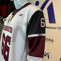 Jersey de Hockey Personalizado con Logotipo 66, Color Blanco y Marrón, Venta Directa de Fábrica, Ropa Deportiva para Hockey sobre Hielo