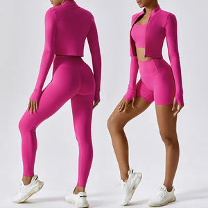 ชุดออกกำลังกายแขนกุด2ชิ้นของผู้หญิงชุดออกกำลังกายสีพื้นระบายอากาศได้ชุดสปอร์ตบรากางเกงเลกกิ้งเอวยางยืด - Product Image 1