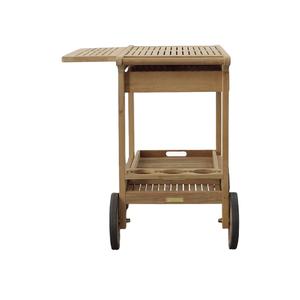 Chariot de service hôtelier en bois de teck massif, design moderne, 4 roues, écologique, durable, avec tiroirs, pour usage commercial extérieur et hôtelier - Product Image 2