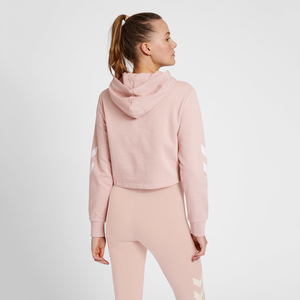 Sudadera con capucha de algodón 100% personalizada para mujer, Jersey informal de gran tamaño con logotipo frontal recortado con capucha para la temporada de invierno - Product Image 2