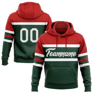 Custom Stitched Green White-<b>Red</b> Line Sports Pullover Sweatshirt Hoodie - Product Image 1