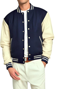 Veste universitaire pour homme, manches en cuir véritable et mélange de laine, veste universitaire pour garçons, veste universitaire pour collège - Product Image 3