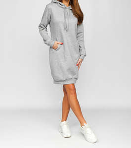 Sudadera con Capucha Extra Grande de Alta Calidad Personalizada para Mujer, Estilo Holgado, Color Sólido, Dobladillo Acanalado, Bordada - Product Image 3