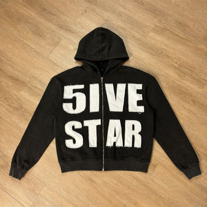 Conjunto de pantalones de chándal bordados con apliques Mufa y Sudadera con capucha recortada para hombre, chándal de retazos de algodón pesado, lavado ácido desgastado 2025 - Product Image 5