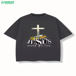 Heavyweight 300 gsm blanco y negro Boxy Fit camisetas recortadas camiseta de gran tamaño en blanco camiseta personalizada para hombres - Product Image 2