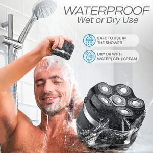 Afeitadora Eléctrica Rotativa Inalámbrica Recargable, Impermeable IPX7 con Estuche, Cinco Cuchillas para Hombres Calvos, para Uso Corporal en Autocaravanas - Product Image 5