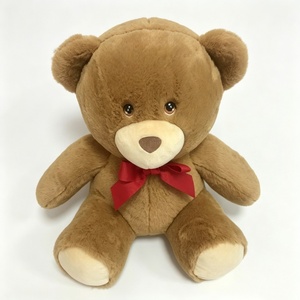 Custom Brown Teddy Bear Plush with Red <b>Bow</b>, Classic Brown Stuffed Teddy Bear, <b>Large</b> Cuddly Sitting Teddy Bear - Product Image 3