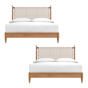 Lit nordique en bois de teck naturel Lit en bois super confortable Queen Size directement à l'usine - Product Image 2