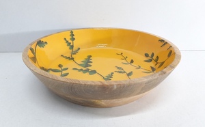 Unique Design Wooden and Meena Work Kitchenware Bowl Great Quality Round Shape Solid Wood Tabletop <b>Dinnerware</b> Serving Bowl - Product Image 5