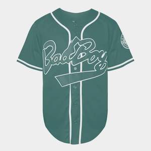 Maillot Baseball Noir Streetwear pour Homme Bad Boy Script Broderie Boutonnée Hip Hop Chemise d'Équipe Décontractée à Manches Courtes - Product Image 4