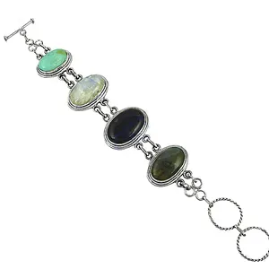 925 <b>Silver</b> Gemstone <b>Bracelet</b> for Women Rhodium Diamond Pearl Floral Pattern Religious Style <b>Charm</b> Gift for Women - Product Image 3