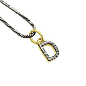 Pendentif en argent sterling plaqué or noir rhodium D Alphabet diamant 925 en argent sterling de vente en gros bijoux de mode - Product Image 2