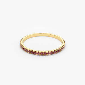 Anillo de banda de eternidad de oro sólido de 14K, anillo de rubí Natural hecho a mano, joyería minimalista, anillo de oro grueso de alta calidad, nuevo diseño para niñas - Product Image 4
