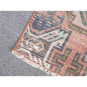 Turkish Rug, 1.2x2.7 ft Small Rug, <b>Red</b> Ikat <b>Wool</b> Vintage Rug - Product Image 5