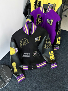 Hip-Hop Streetwear lona bordado piloto béisbol Varsity chaqueta hombres logotipo personalizado impermeable transpirable invierno - Product Image 5