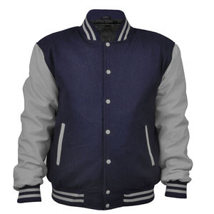 Chaqueta universitaria Letterman de cuero de lana de alta calidad personalizada para Hombres estilo de calle con cuello levantado - Product Image 2