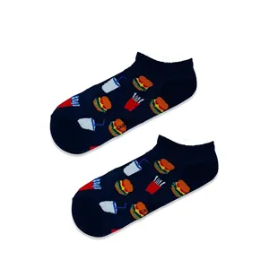 Patik Breathable Silk <b>Socks</b> Colorful Hamburger Embroidery Print Light Weight One Size Fits All Custom Boy's Daily Use for Winter - Product Image 1