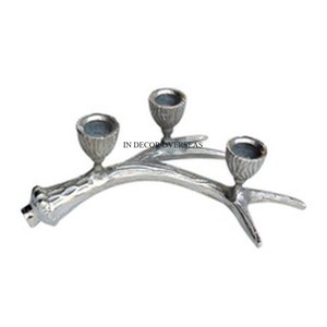 Hot Selling Heavy Duty Metal Silver Finishing Shiny Polished Antler Designer <b>Candle</b> <b>Stick</b> <b>Holder</b> Table Centerpiece Supplies - Product Image 1