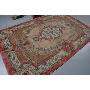 Alfombra turca Vintage área grande 5,6 X 8.7ft clásico rojo Beige patrón abstracto Material de lana 10mm látex para habitación de pasillo - Product Image 2