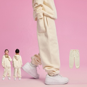 Pantalones de chándal de algodón 100% para hombre, tela de lona para correr con cordón de rizo de Color sólido para niños y adultos - Product Image 2