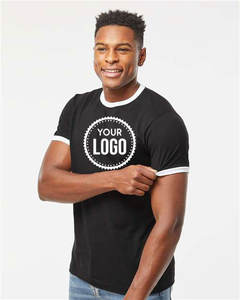 T-shirt unisexe à logo personnalisé T-shirt à sonnerie tricoté en jersey de coton 100% pour homme T-shirt vierge personnalisable à quantité minimale de commande basse - Product Image 4