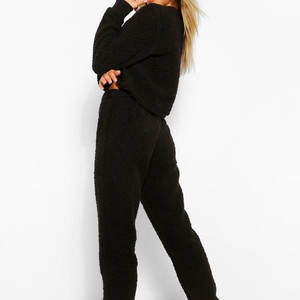 Trajes de chándal unisex personalizados Conjunto de 2 piezas de mujer de manga larga con capucha Jogger Cargo pantalones elástico patrón sólido 100% algodón polar - Product Image 2