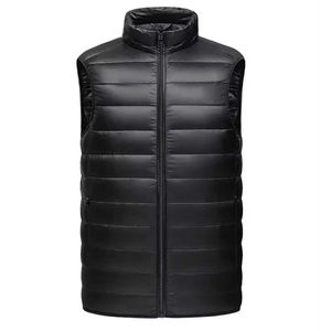 Gilet Slim unisexe col montant avec fermeture éclair gilet hommes femmes sans manches blanc uni bouffant hiver réversible imperméable à l'avant - Product Image 2