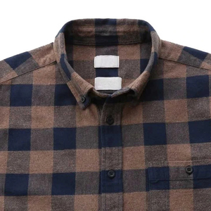 <b>Mens</b> Plaid <b>Flannel</b> <b>Shirt</b> in Dark Brown and Navy <b>Blue</b> with Custom Protective <b>Shirt</b> Features for Casual Wear new design - Product Image 5