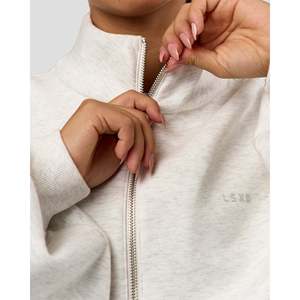 Luxe ZeroCrease Spacer <b>Half</b> <b>Zip</b> <b>Sweatshirt</b>-Silver Marl Breathable Hooded Silk Blend Embroidered Zipper Detail One Size Winter - Product Image 2