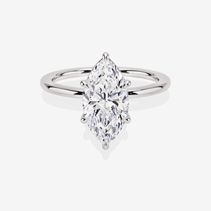 Anillo de Compromiso Petite Solitaire de Oro de 9K con Diamante de Corte Marquesa Cultivado en Laboratorio, Anillos de Diamantes Únicos - Product Image 5