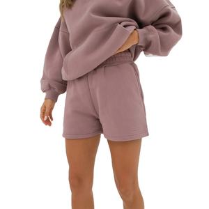Custom Wholesale <b>Women</b> Mauve Sweat <b>Shorts</b> High Waist Cotton Fleece Lounge <b>Shorts</b> for <b>women</b> OEM Manufacturer - Product Image 1