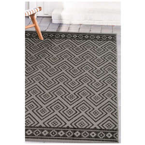 Tapis en polypropylène tissé plat imperméable pour intérieur et extérieur Netline Home County Geo Grey - Product Image 5