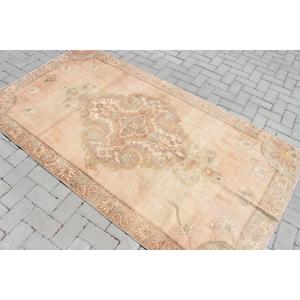 Turkish Area Rug 3.9x7.1 ft (120x215 cm), Vintage <b>Brown</b> Patchwork <b>Wool</b> Rug - Product Image 4